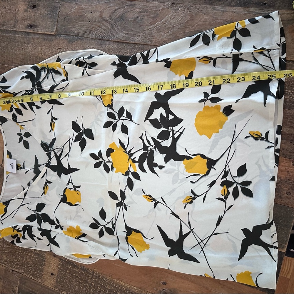 CAbi Sleeveless Top with Yellow and Black Floral Design - Picture 5 of 5